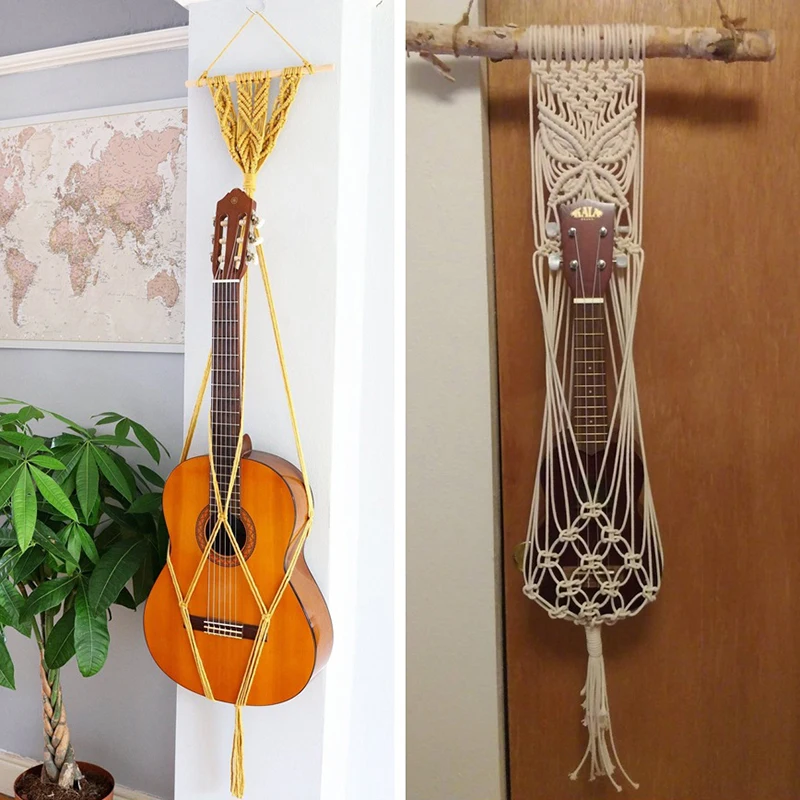Guitar Storage Mesh Bag, Lace Hanging Frame, Woven Hammock Wall Hanging Frame, Home Decoration, Ukulele Handmade Woven