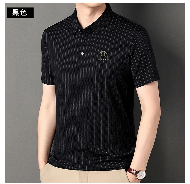 Green Snake Fashion Summer Casual Breathable Cool Comfortable Lapel Polo Short Sleeve Korean Striped Print Design T-shirt Top 28 S646d7580965e477c8461de628dcc1116o