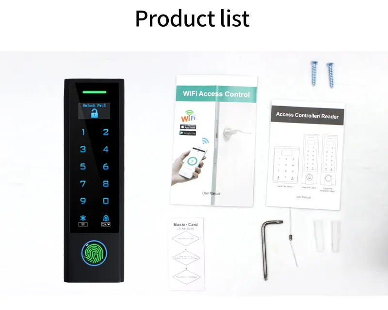 LCD Screen WIFI Tuya Fingerprint Door Access Control Waterproof 125Khz RFID Card