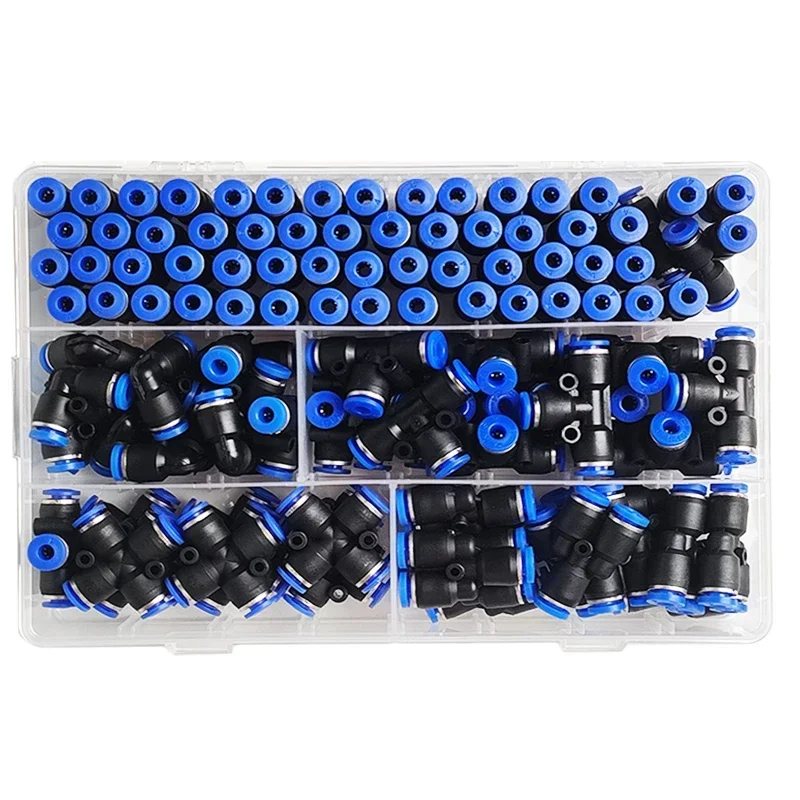 박스형 공압 피팅, PU-4, PE-4, PZA-4, PY-4, PV-4, PG-4 퀵릴리즈 커넥터 키트, 4mm 플라스틱 호스 커플링, 114 PCs