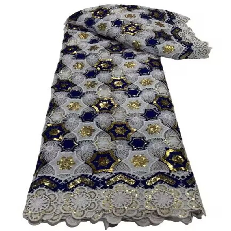 

Latest African Lace Fabric 2023 High Quality Nigerian Lace Fabric purple/White/Gold Cord Tulle French Laces Fabrics With Sequins