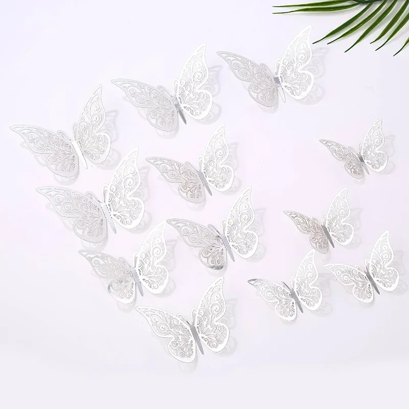 3D Openwork Butterfly Wall Stickers Stereo Butterfly Wall Stickers Background Decoration Colourful 12pcs 3d stickers 3d wall stickers butterfly wall decor