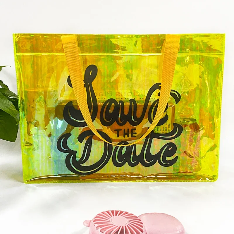 Clear Transparent Tote Bags For Students Large Capacity Transparent Tote Bags For Girls With Handles Portable Shopping Handbags