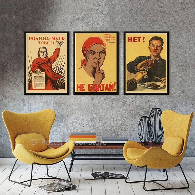 Buy Three Get Four USSR CCCP Russian Stalin Portrait Poster Prints Vintage Home Room Art Wall Decoration Soviet Retro Painting vintage art poster