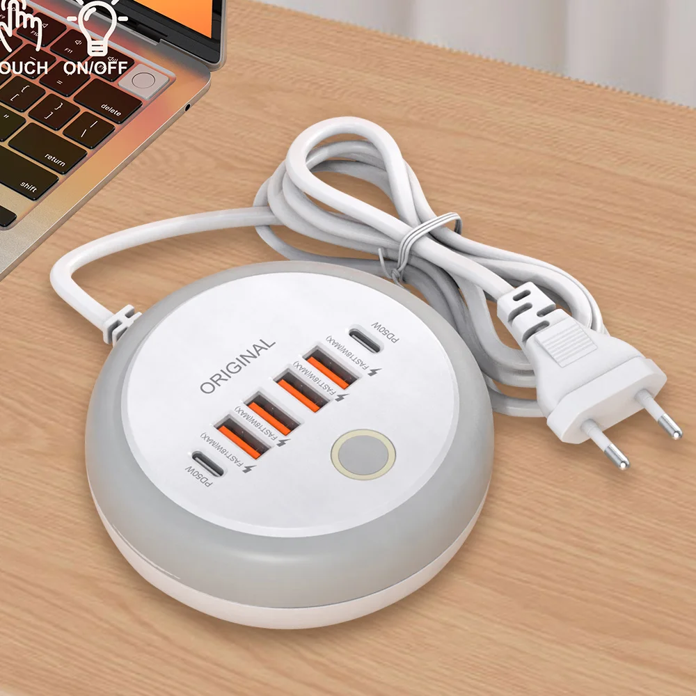 50W USB Power Strip Multi Port Type C Fast Charge Charger Socket For iPhone Sams