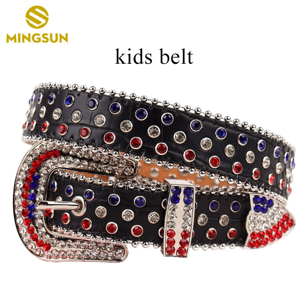 Rhinestone Belt Boy and Girl Fashion Baby Kids Leather Studded Belts Vintage Child Jeans Accessories Waistband Ceinture Vaqueros