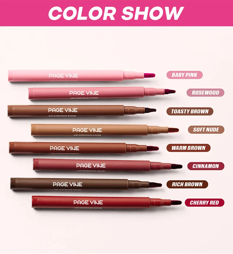 Wasserfester Matter Lipliner Stift Langhaftender Roter Lippenstift_voghion.com