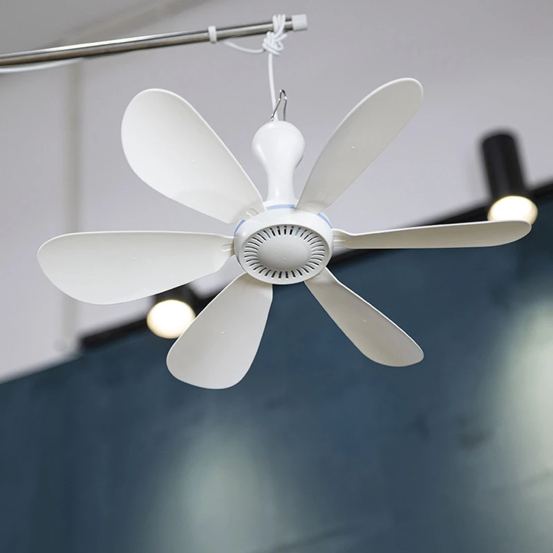 USB 5V Ceiling Fan 6 Leaves 16.5in Silent Hanging Fan for Dormitory Room Household Home 5W Powered By Powerbanks PC
