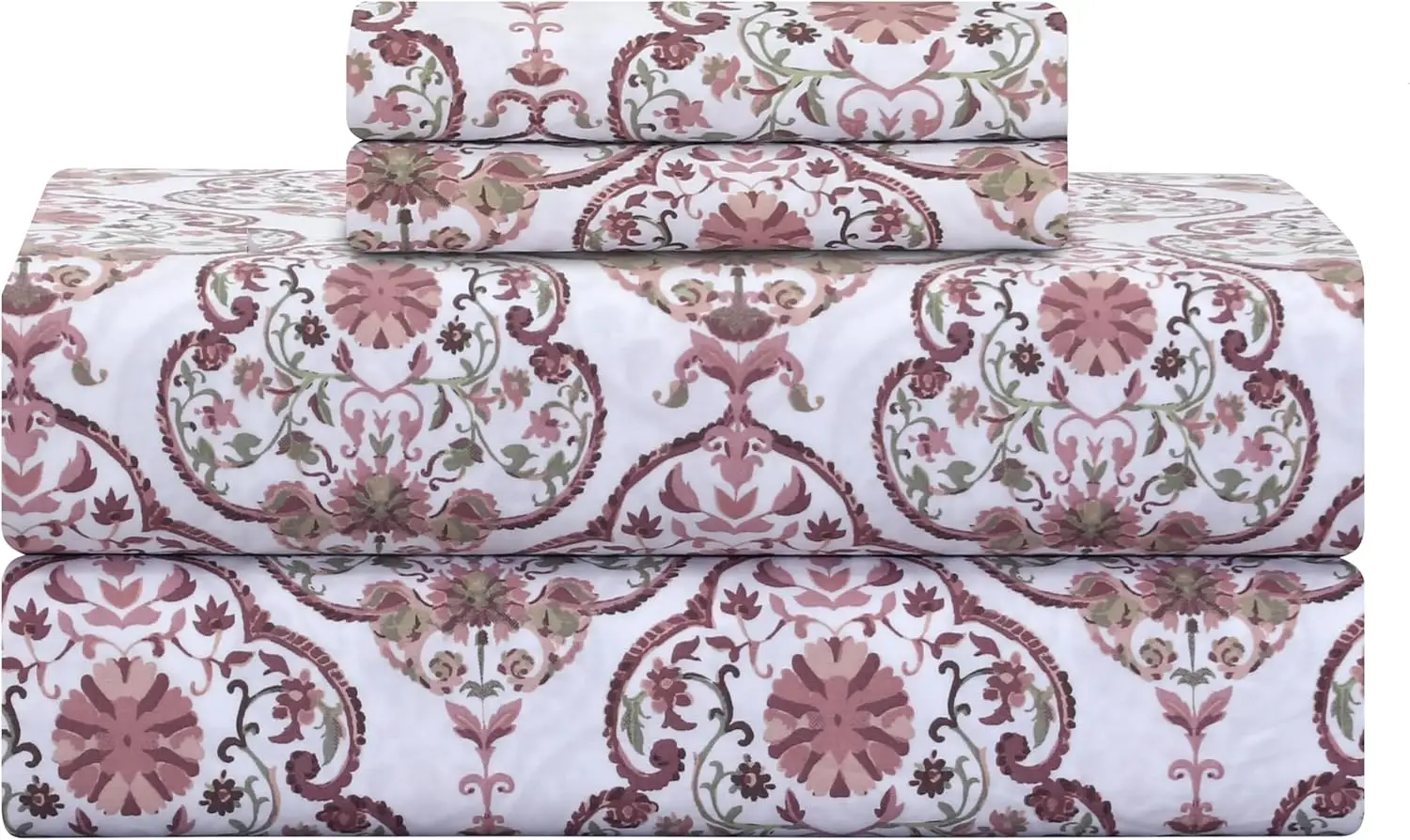 Feather Stitch 500TC Damask Cotton 4Pc Bed Sheet Set 1