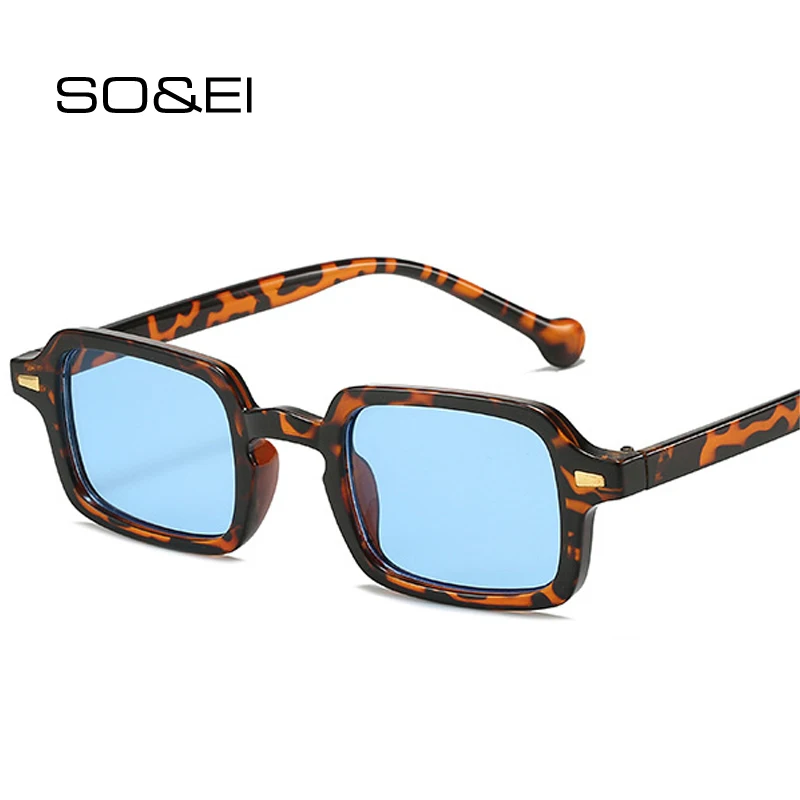 SO&EI Fashion Square Sunglasses Women Retro Rivets Decoration Gradient