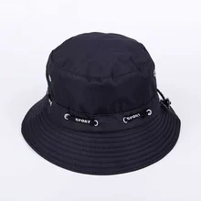 

Solid Color Outdoor Fisherman Hat Men's and Women's with Adjustable String Bucket Hat Four Seasons Breathable Panama Hat