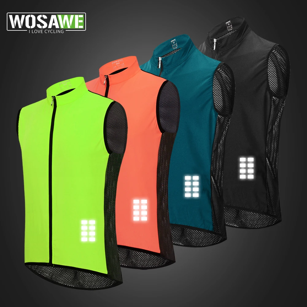 Gilet Ciclismo WOSAWE Riflettente Antivento | Senza Maniche MTB Strada Uomo