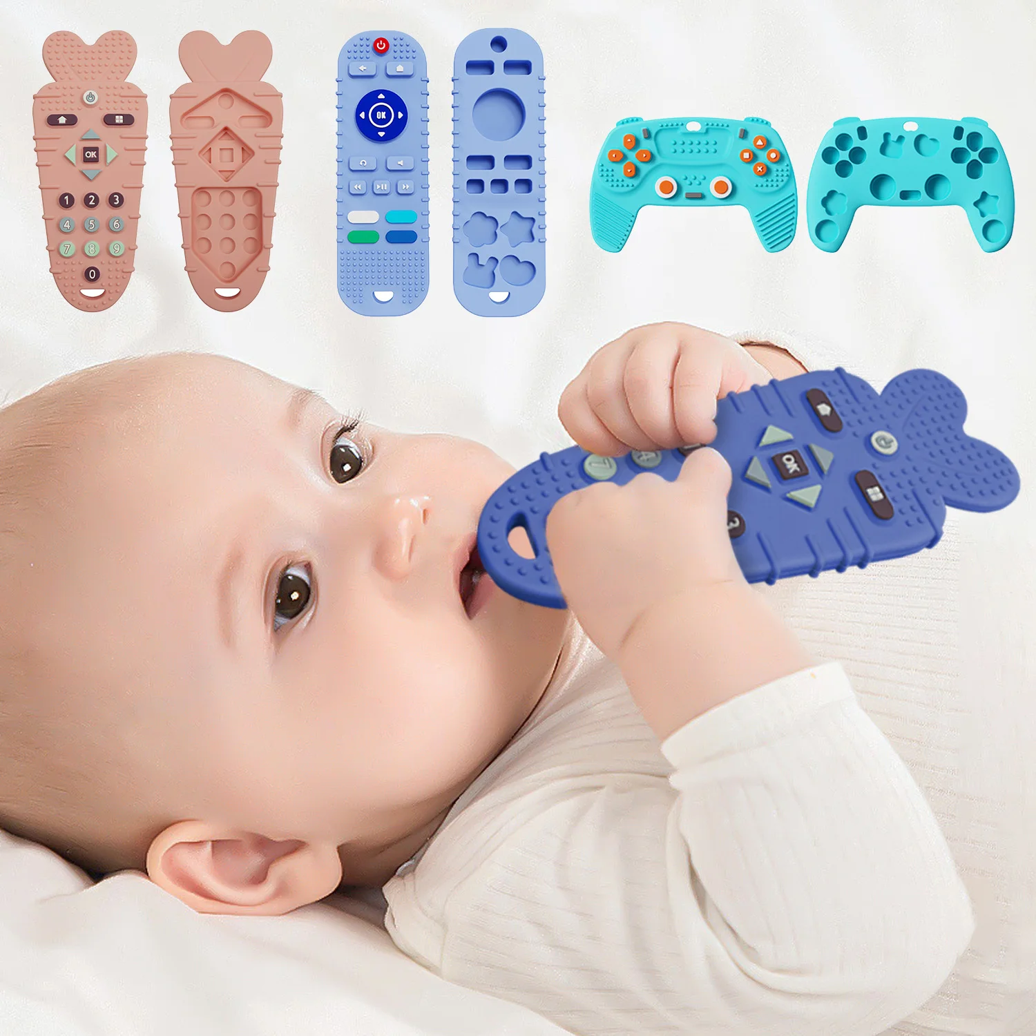 

Silicone Newborn Baby Teething Toys for Babies 6-18M BPA Free Remote Control Shape Teethers Infant Relief Soothe Chew Toys Gifts