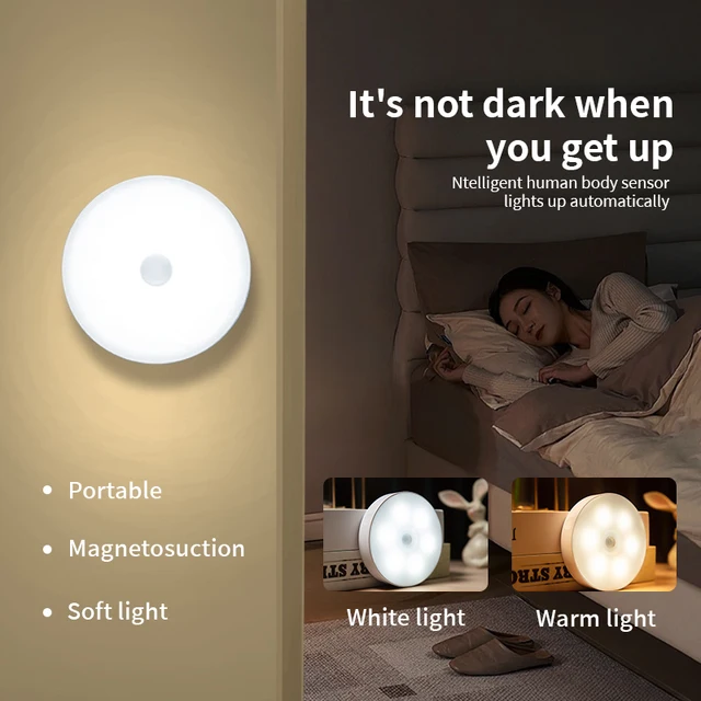Lumières LED à capteur de mouvement humain, veilleuse pour chambre à coucher, escaliers, couloir, éclairage de garde-robe, lampe de décoration, USB aste, 3 pièces 3