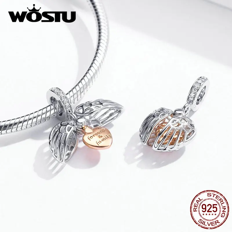 WOSTU 뜨거운 판매  영원히 가족 매달려 매력 홈 하우스 에나멜 비즈 펜던트 맞는 원래 팔찌 DIY 쥬얼리