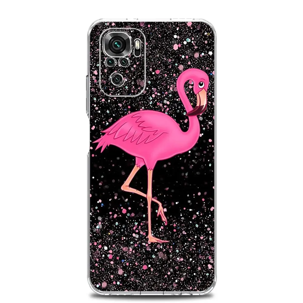 Clear Pink Flamingo Leaf Design Phone Case