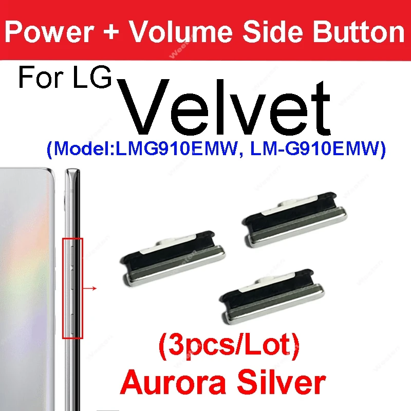 Power Volume Side Buttons For LG Velvet Velvet 5G LM-G900 LM-G910 Volume Power Small Side Keys Repair Parts — view 3