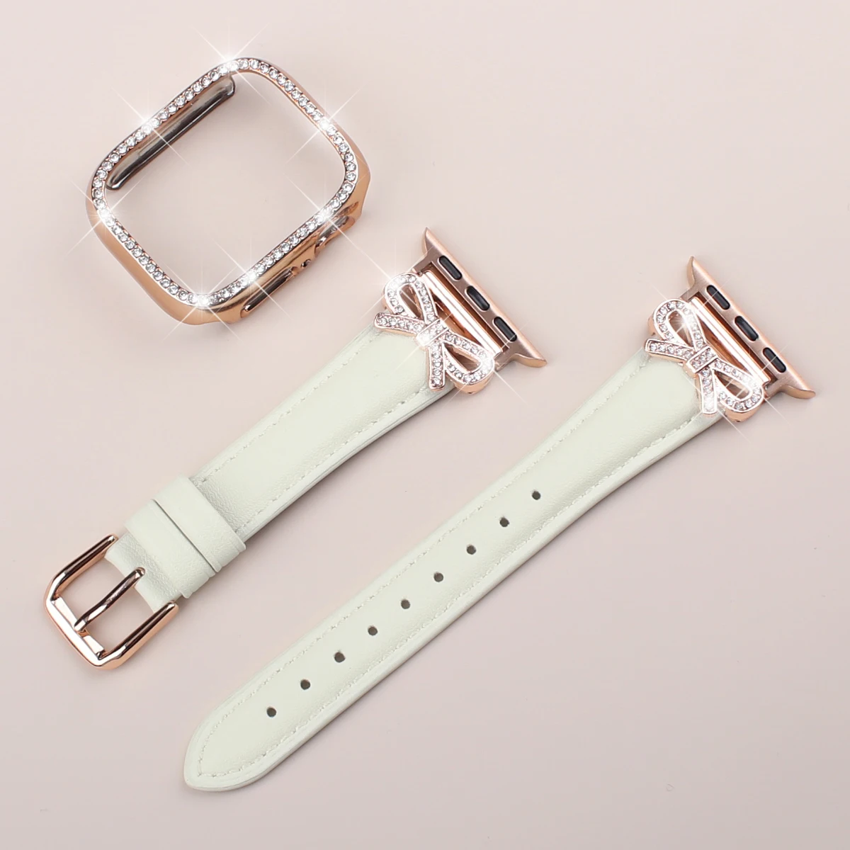 Elegant Bow Strap with Diamond Case for Women's Smartwatch Accessories