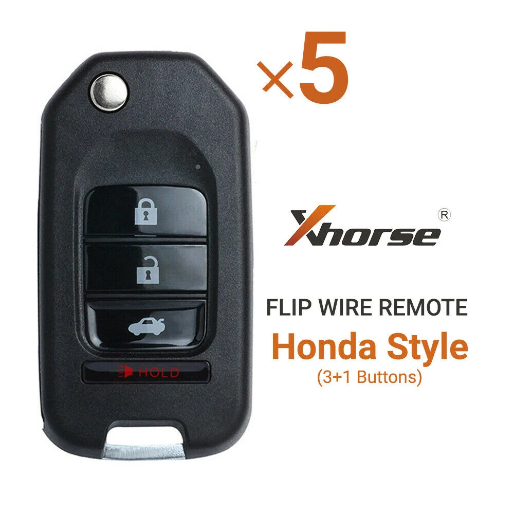 

5x Xhorse Universal Wire Flip Remote For Honda Style 3+1 Buttons XKHO01EN