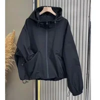 New Arrival Women's Casual Hooded Jacket Black Windbreaker Coat New Style Autumn Top Quality Material Comfortable Fit