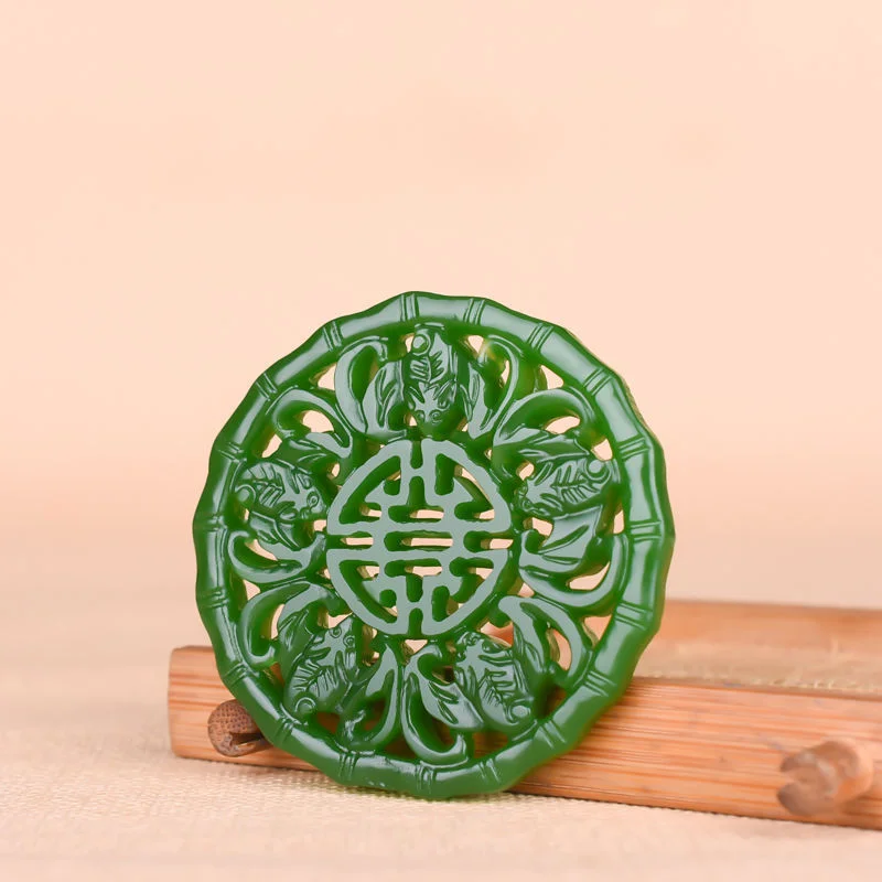 

Chinese Green Jade Bat Pendant Double-sided Hollow Carved Necklace Natural Jadeite Fashion Charm Jewelry Amulet Gifts for Women