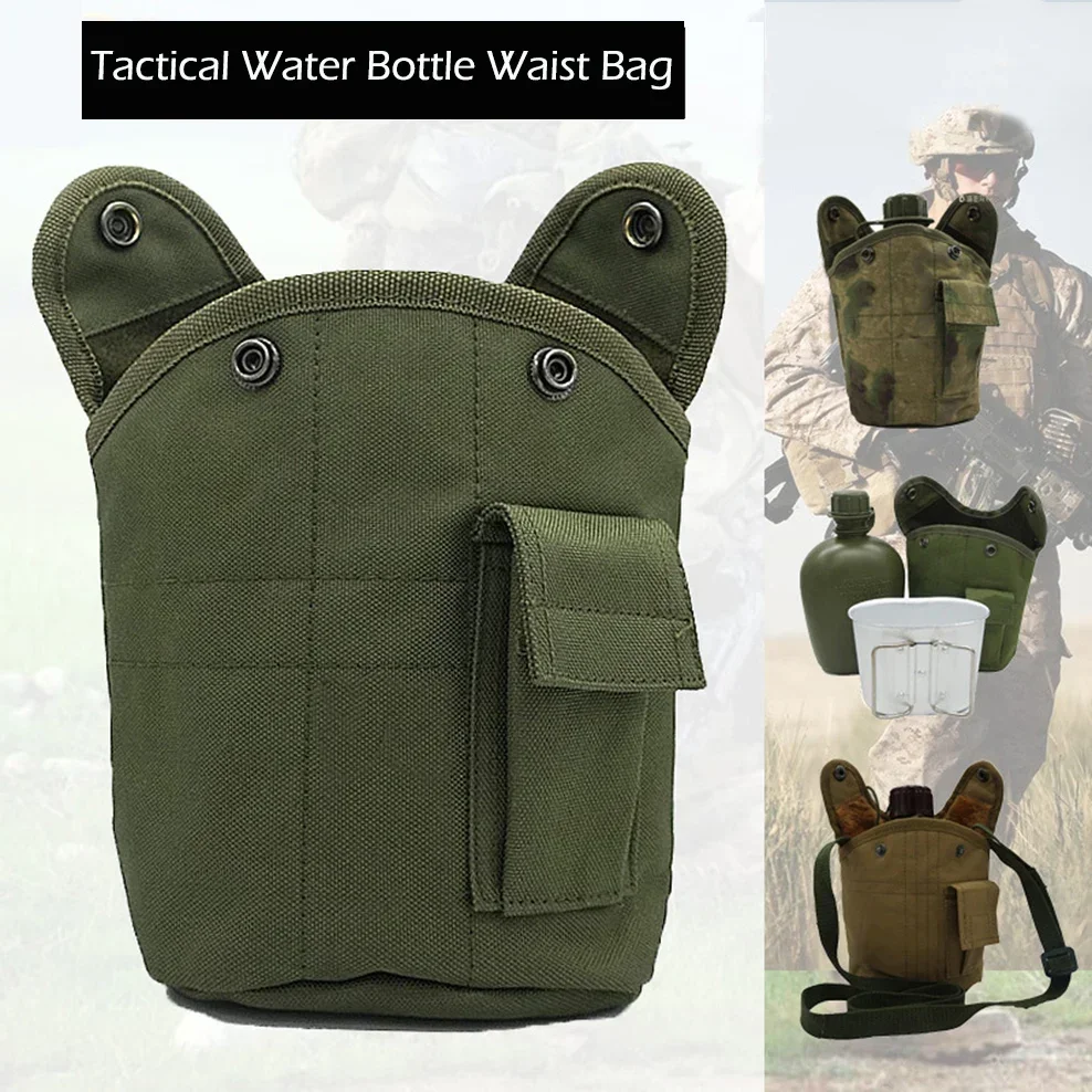 

Portable Military Fan Kettle Bag Waist Hanging Camouflage Kettle Protective Cover Outdoor Sports Insulation Water Bottle Cover