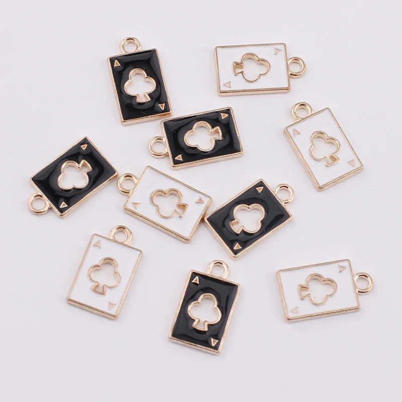 10pcs Poker Playing Cards Enamel Charms Ace Joker Metal Charms for Earrings Keychain Jewelry Making Supplies Diy Accessories