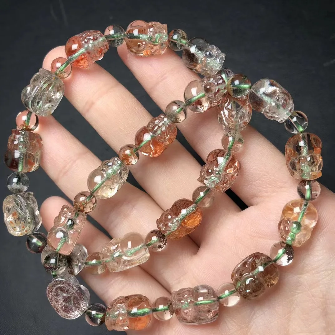 

Unit One Bracelet Natural Phantom Quartz Crystal Pixiu Carving Bead Bracelet For Feng Shui Gift