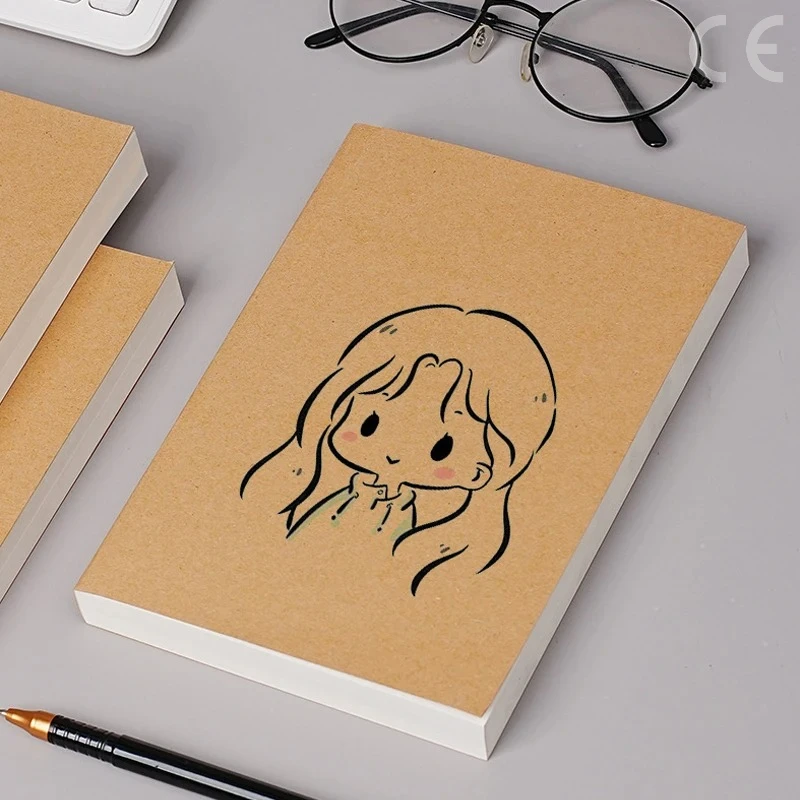DIY Cover Kraft Paper Notebook A5/B5 Size 100/200 Sheets Blank Journal Draft Book for Students Teachers School Office - 5