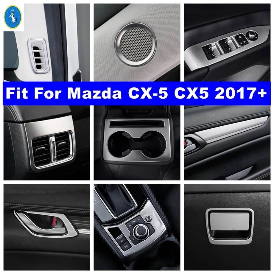 

Pillar A Speaker / Water Cup Holder / Gear Shift Panel Cover Trim For Mazda CX-5 CX5 2017 - 2023 Car Silver Interior Accessories