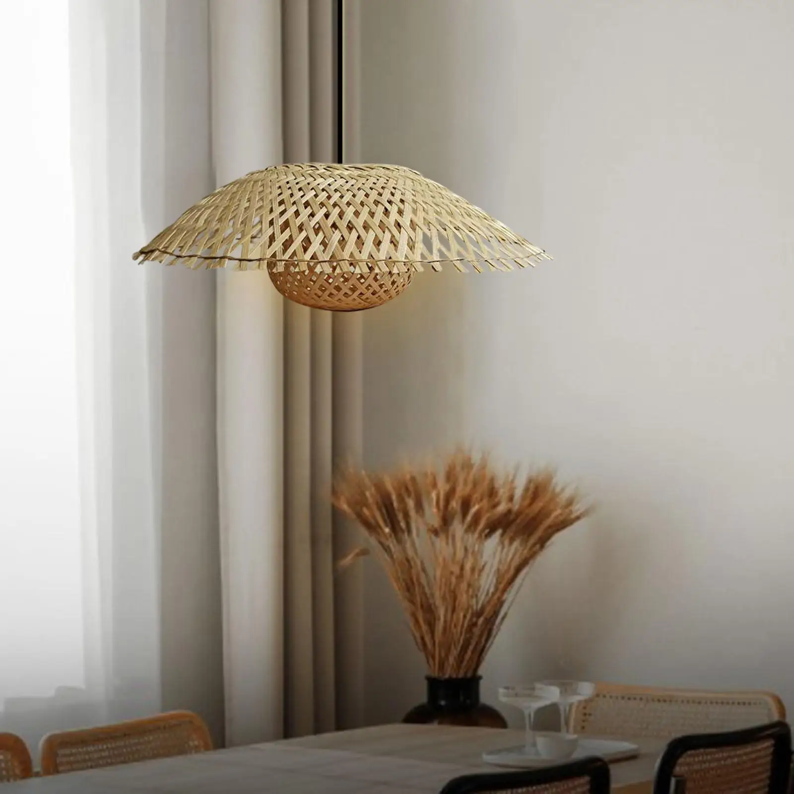 Bamboo Lamp Shade Woven Pendant Light Shade for Dining Table Home Hallway