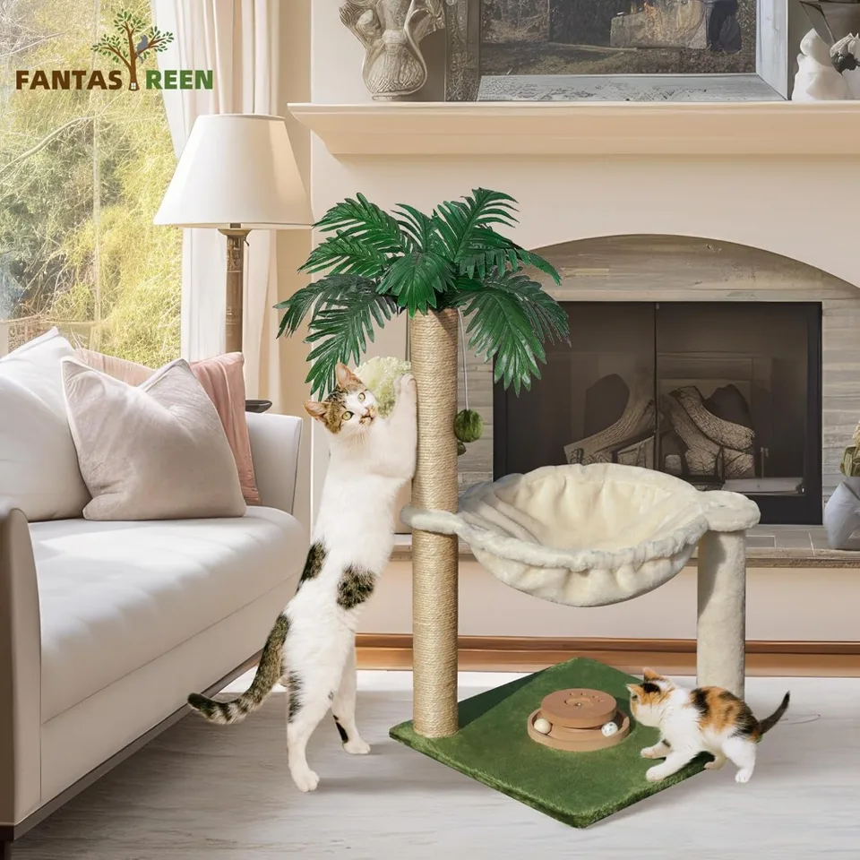 Cozy Interactive Cat Scratching Post with Hammock