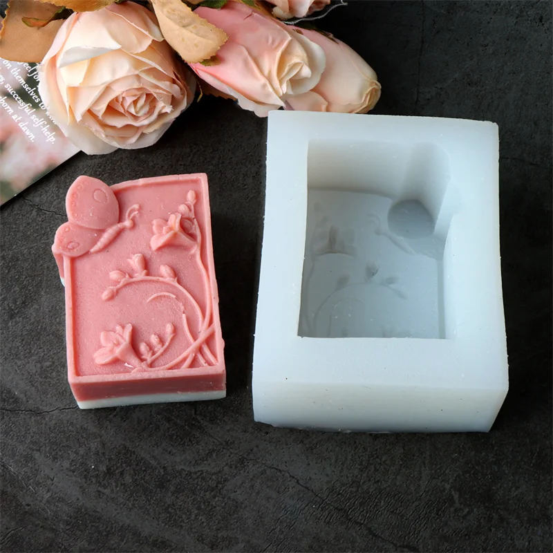 Flat floral pattern relief silicone soap mold DIY lily peony floral fragrance soap make tool silicone mold