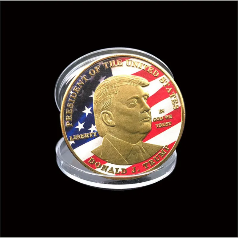Фотообои с изображением Дональда Трампа исторические монеты посеребренные