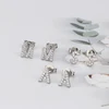 MHS.SUN Wholesale Zircon Initial Letters A-Z Stud Earrings For Women Girls Gold/Silver Color Cute Small Mini Alphabet Earrings 5
