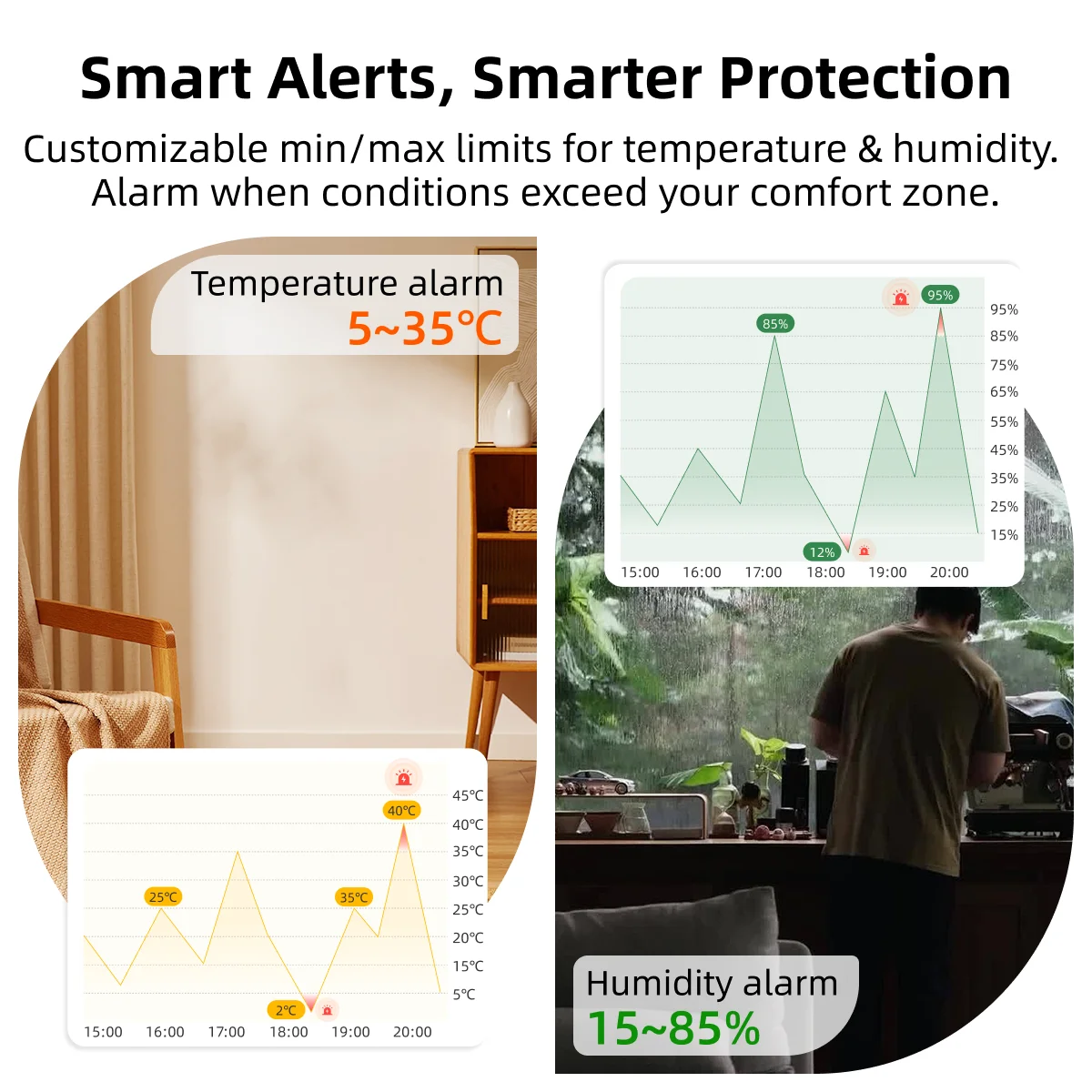 Tuya smart home bluetooth Wireless temperature humidity sensor LCD display therm