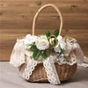 INS Style Straw Bags With Simulation Flower Beach Bag Countryside Girls' Handbag Fashion Handmade Bags Summer Accessories 2
