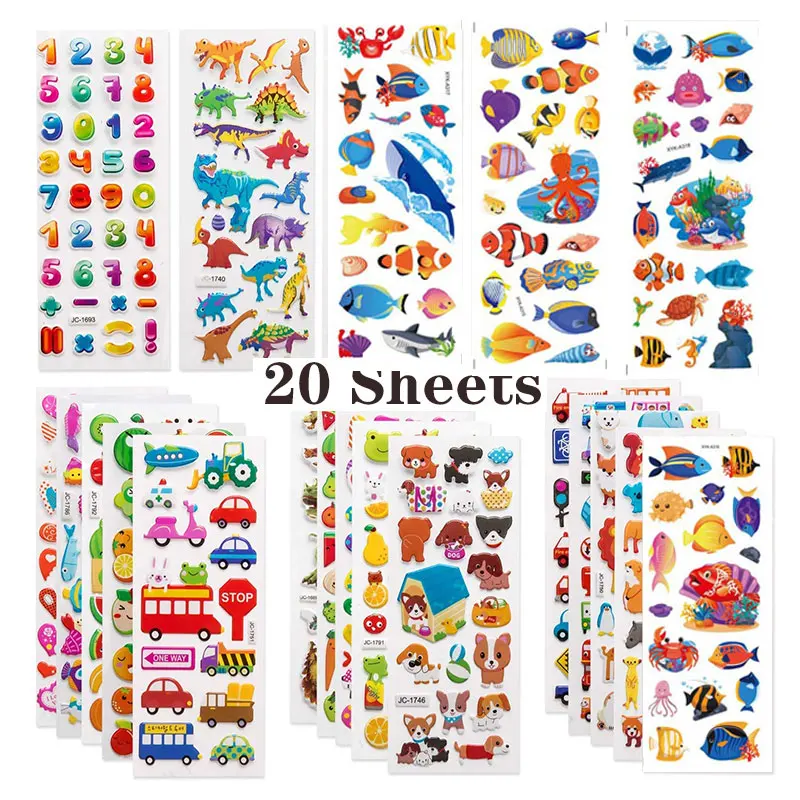 Autocollants 3D Puffy Mignons - Feuilles Adhésives En Relief Pour Scrapbooking, Décoration, Activités Enfants