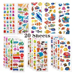 3D Puffy Cartoon Stickers for Kids - Educational Gifts for Toddlers and Children (20 sheets)