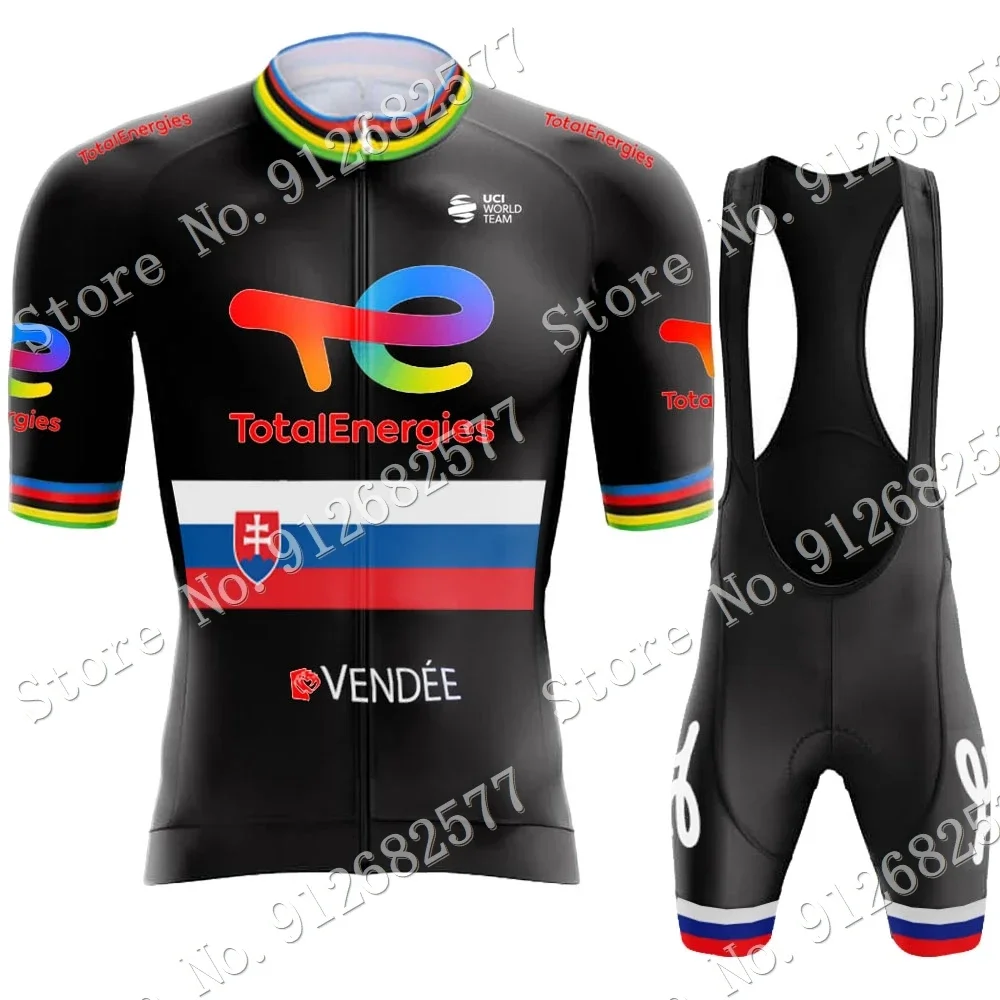 2024 Black Total New Energies Team Cycling Jersey Set Slovakia World Champion Cycling Clothing Road Bike Shirt Suit MTB Maillot