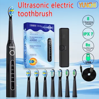 YUNCHI ultrasonic electric toothbrush with 5 operation modes and 40000 high-frequency vibrations.USB charging, waterproof 1