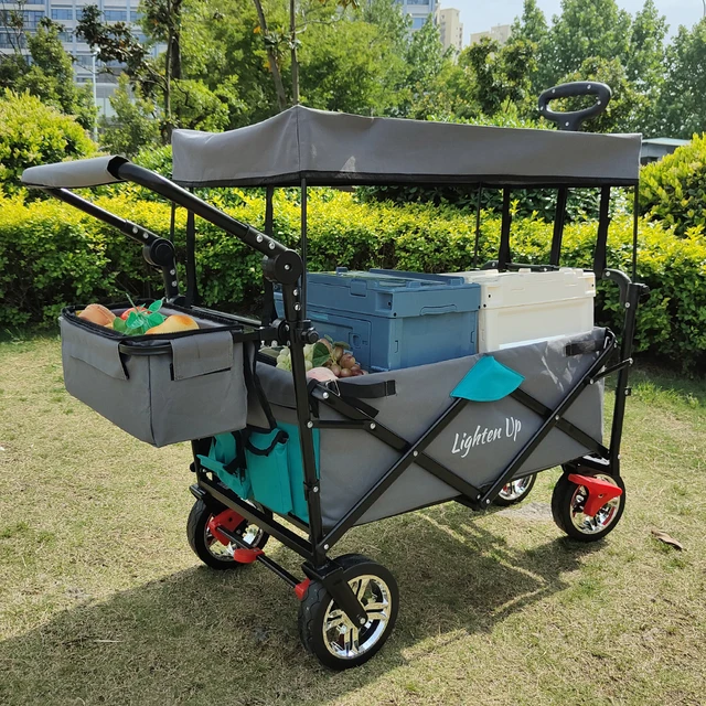 Világítson Fel 7In Kerékcsukló Kocsi 220,5 Kapacitás Állítható Fogantyúval Húzza Az Oxford Ruhát, Összecsukható Kültéri Kerti