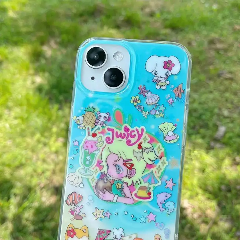 Blue Yellow Little Girl Minimalist Fashion Phone Case - Advanced Versatile Design