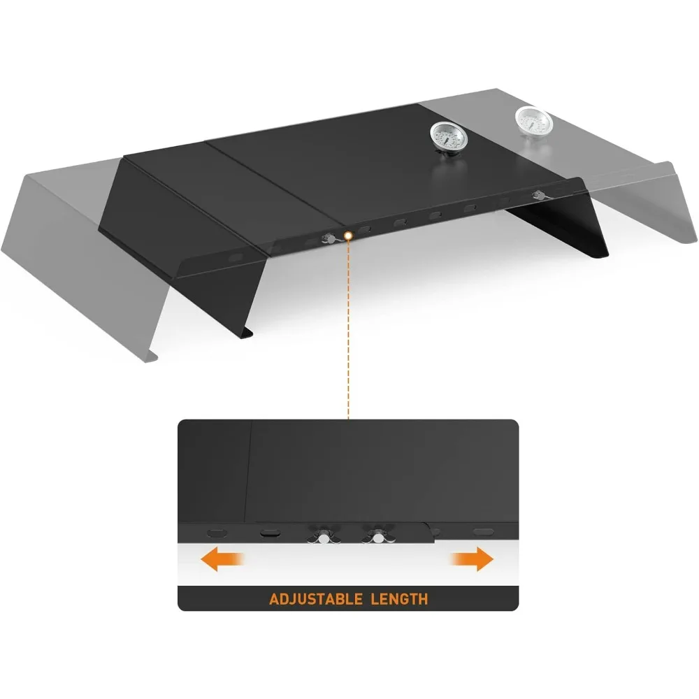 Universal Metal Pizza Oven Kit for Gas and Pellet Grills, Adjustable 20-30 Inch Width, with Grill Top for Baking Pizza