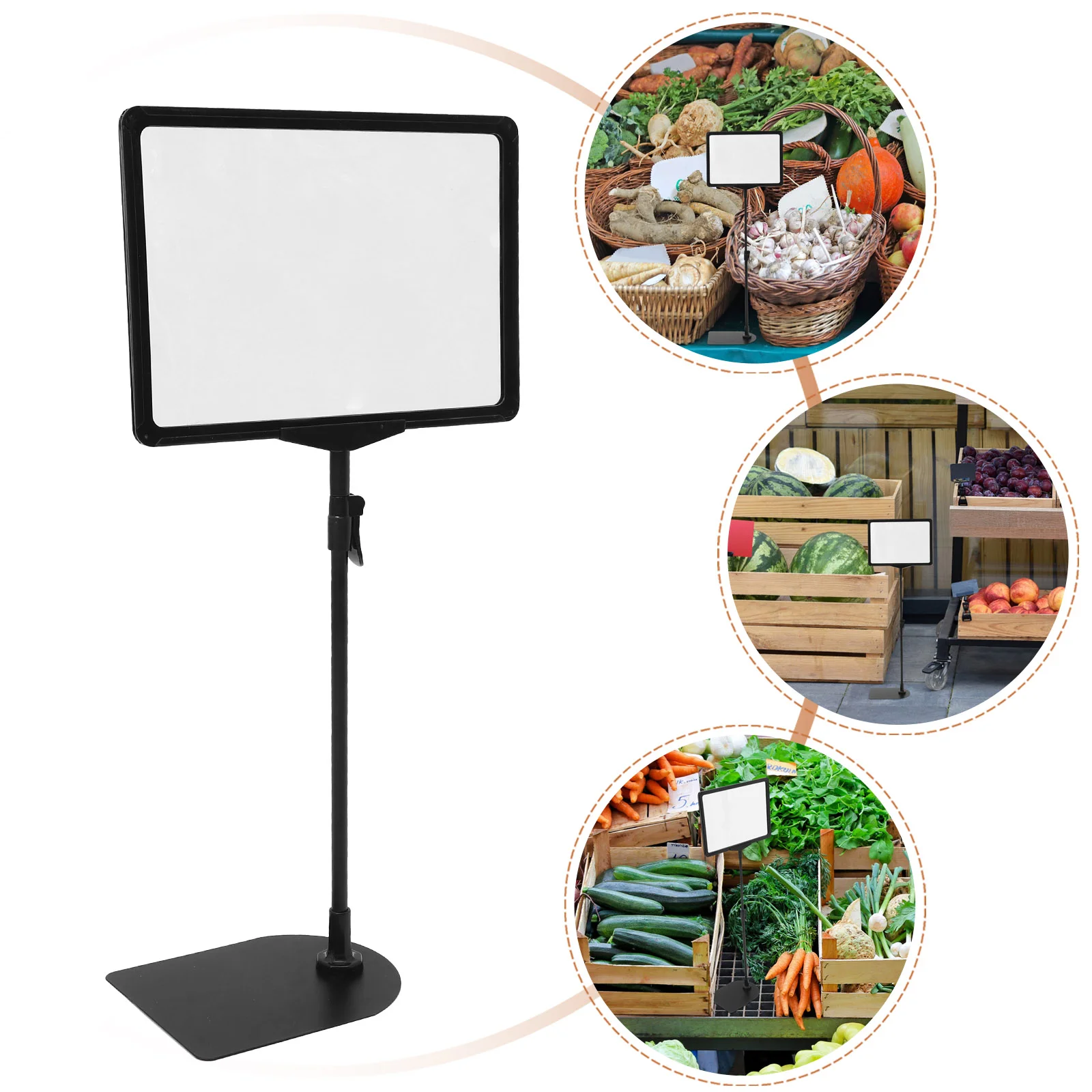 Multifunction Vegetable Price Display Board Show Rack Shelf Stainless Steel Labels Displaying Sign Holder