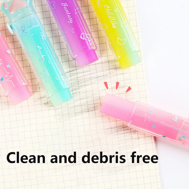 Pencil Eraser Cute Cat Paw Retractable Erasers Gradient Colors Ice Cream & Jelly Colors No Residue Ideal for Student Use