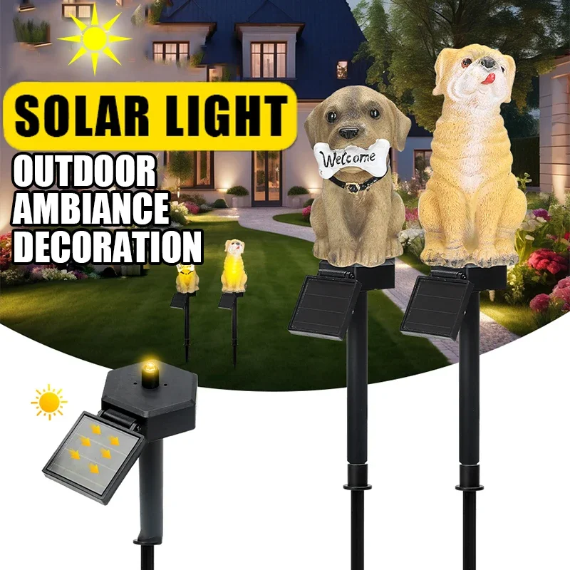 Outdoor Solar Lawn Lights Home Courtyard Garden Beautify Decoration Lamp Cute Cartoon Puppy Solar Energy Waterproof Lawn Lantern