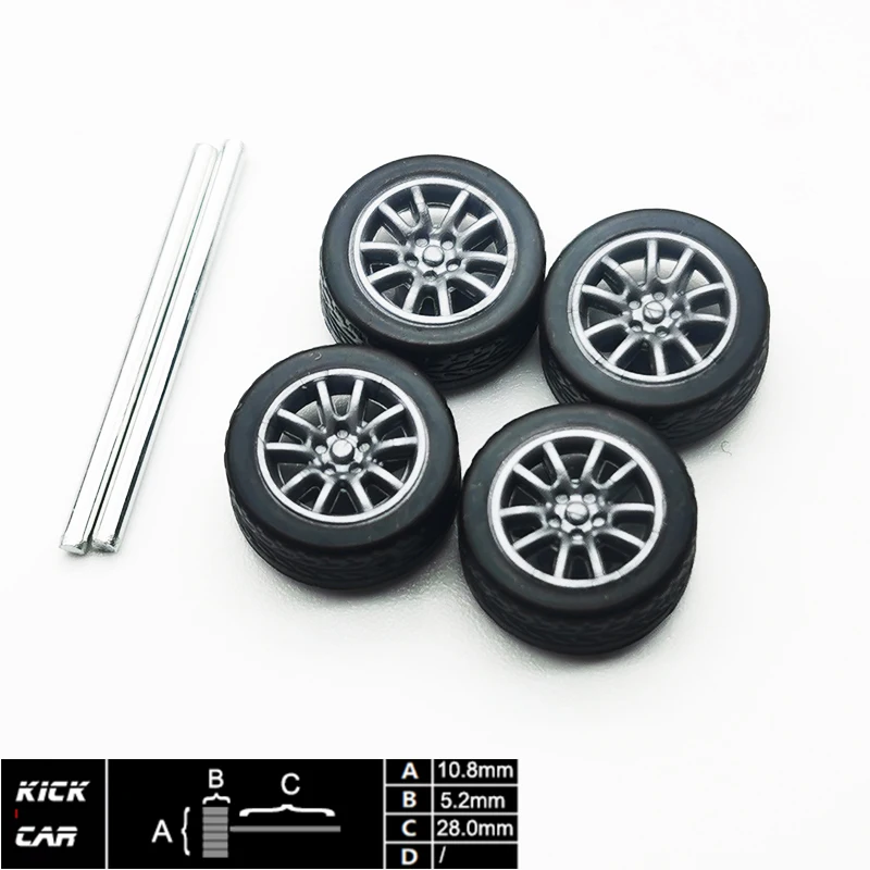 Model Car 164 Scale Wheels For Hotwheels with Rubber Tire Basic Model