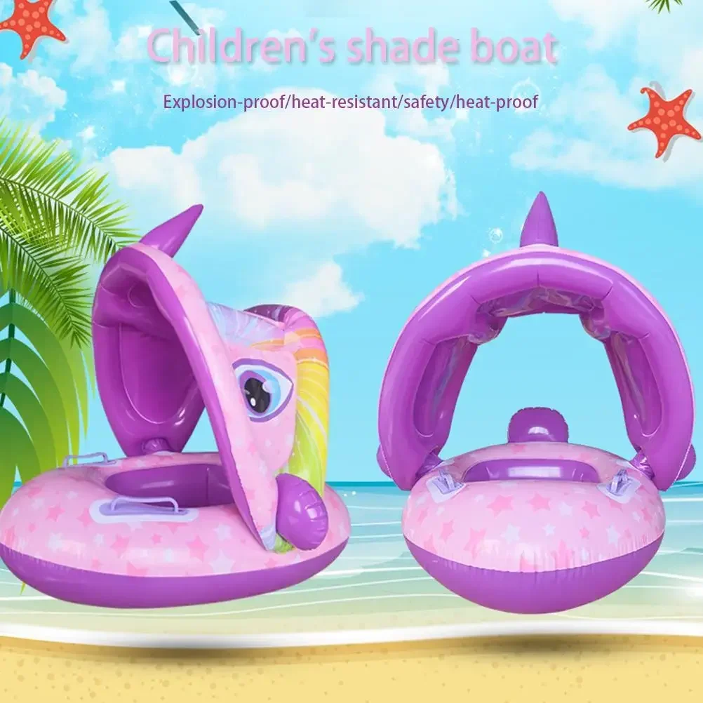 Baby Float Circle Swimming Inflatable Infant Floating Baby Pool Float Removable Canopy for Swimming Pool Bathing Toys 6