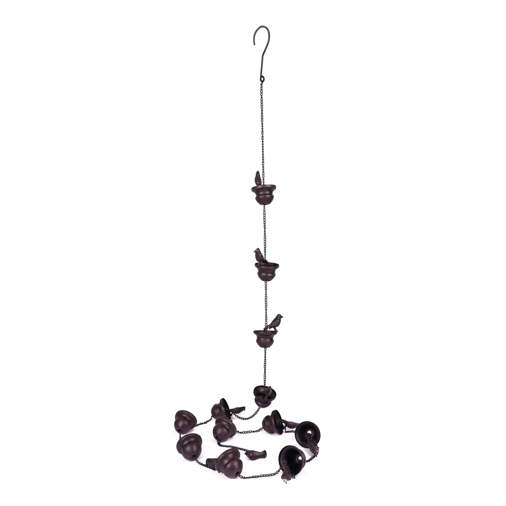 2.4 meter Rain Chain Black Bird Rain Chain Water Drain Gutter for Garden Park Home Roof Downspout Decoration